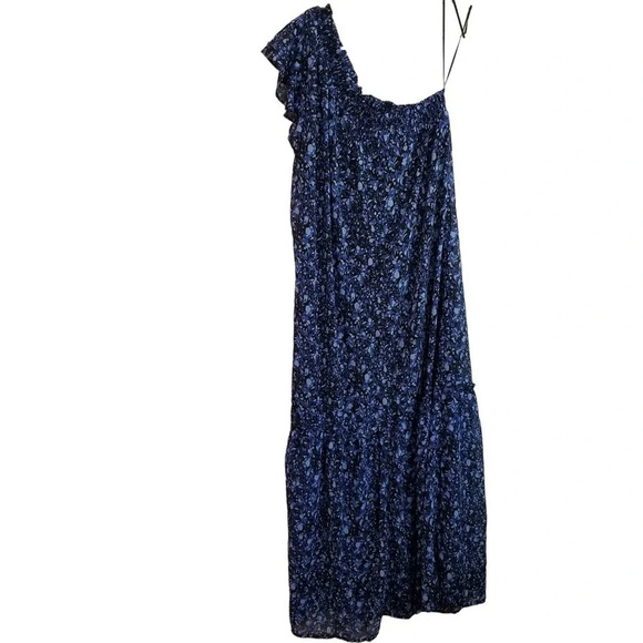 Collective Concepts Womens Maxi One Shoulder Floral Dress S Blue Tiered new - Picture 4 of 11